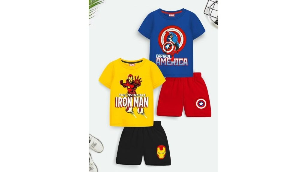 YK Marvel Boys Pack Of 2 Printed T-shirt with Shorts