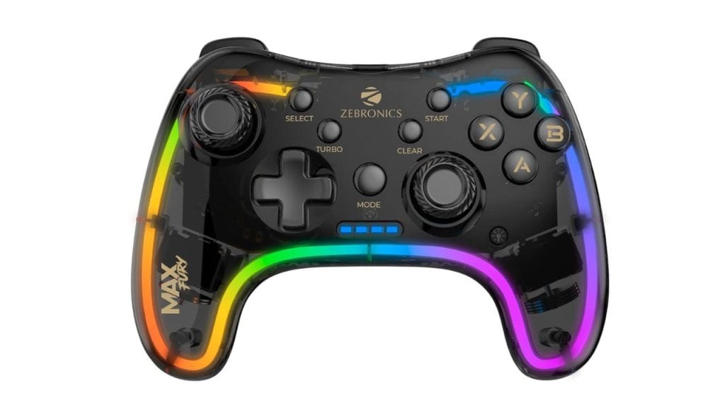 Zebronics MAX FURY Transparent RGB LED Illuminated Wired Gamepad