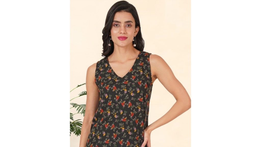 angloindu Floral Print Slit Vest Top
