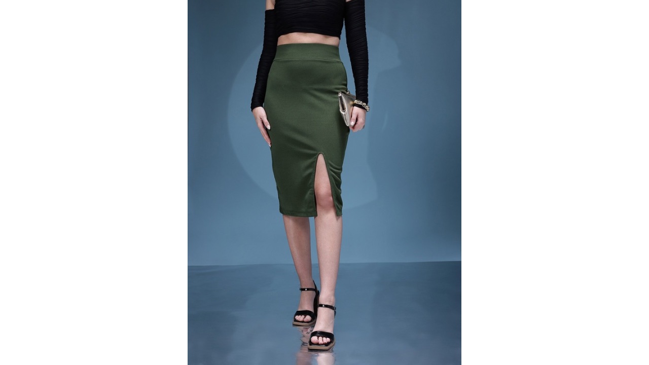 bebe Season Staples Front Slit Straight Skirt