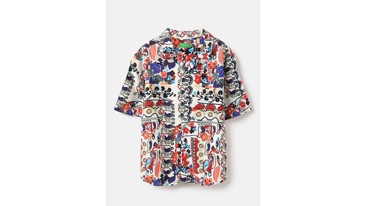 United Colors of Benetton Boys Boxy Floral Opaque Printed Casual Shirt