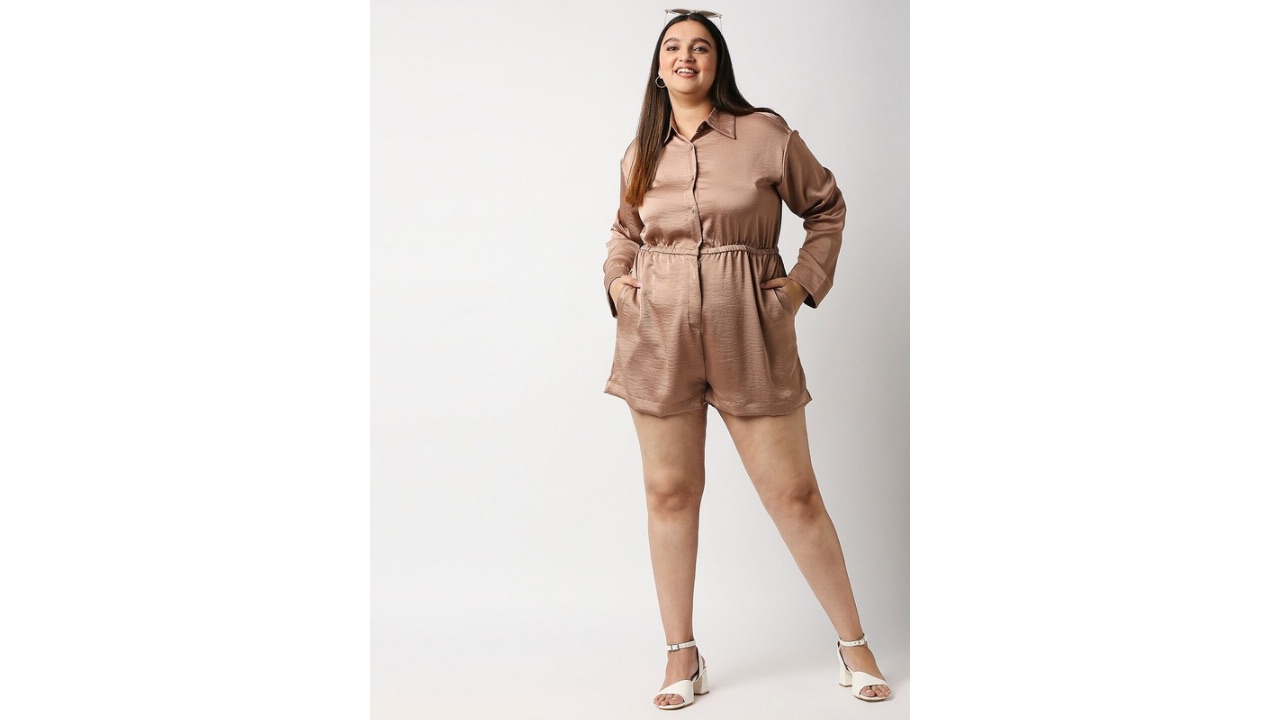 20Dresses Plus Size Women Brown Solid Jumpsuit