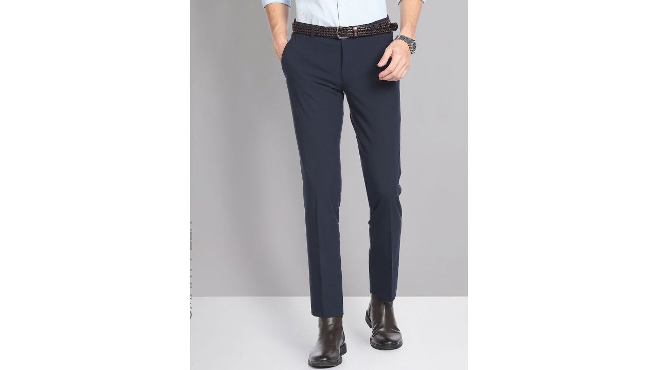 AD By Arvind Men Mid-Rise Twill Formal Trousers
