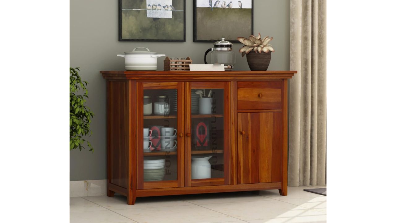 AMAZART FURNITURE Solid Sheesham Wood Sideboard Cabinet