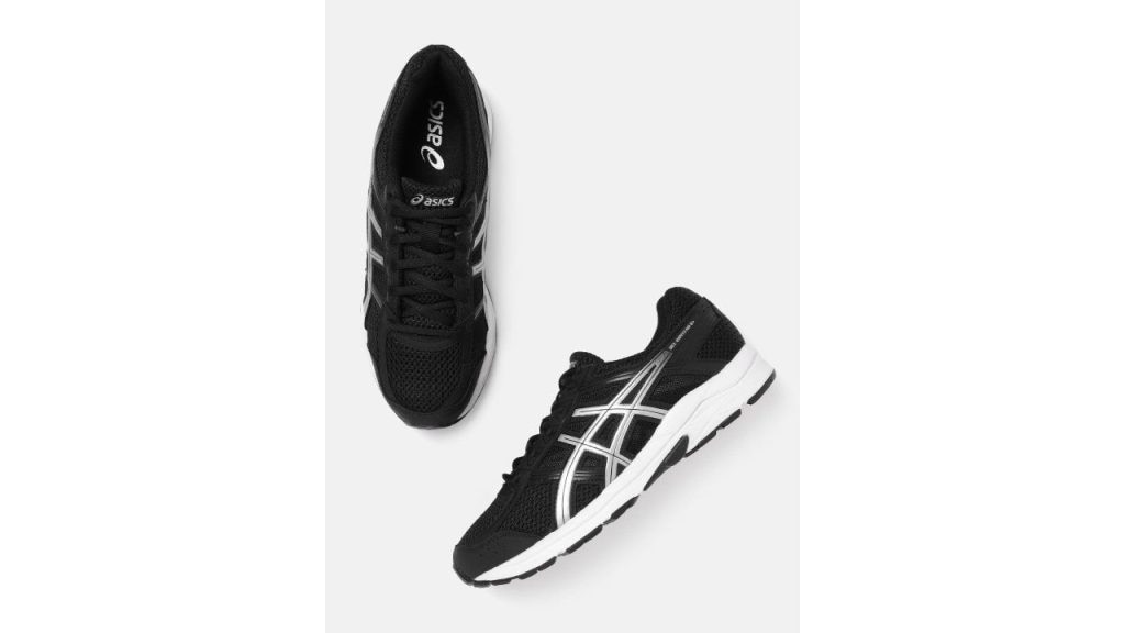 ASICS Men Black & Silver-Toned Woven Design Gel-Contend B+ Running Shoes