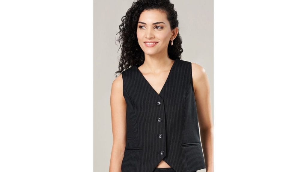 Annabelle by PantaloonsStriped V-Neck Sleeveless Waistcoat