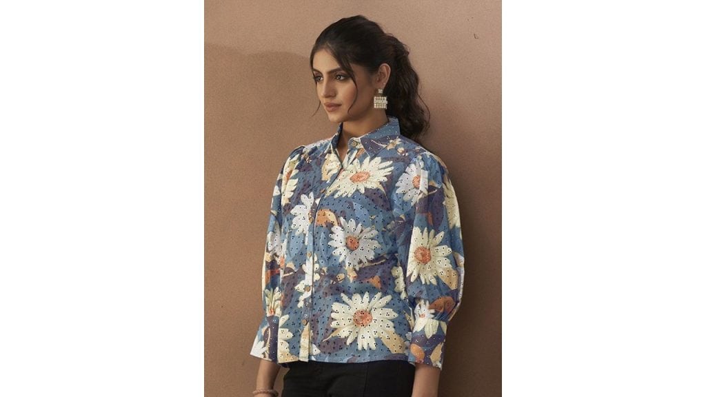 Anouk Floral Embroidered Puff Sleeve Top