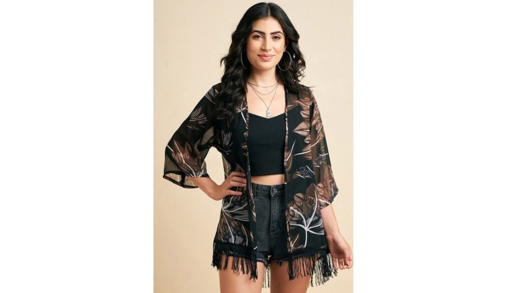 AziraFloral Printed Longline Shrug
