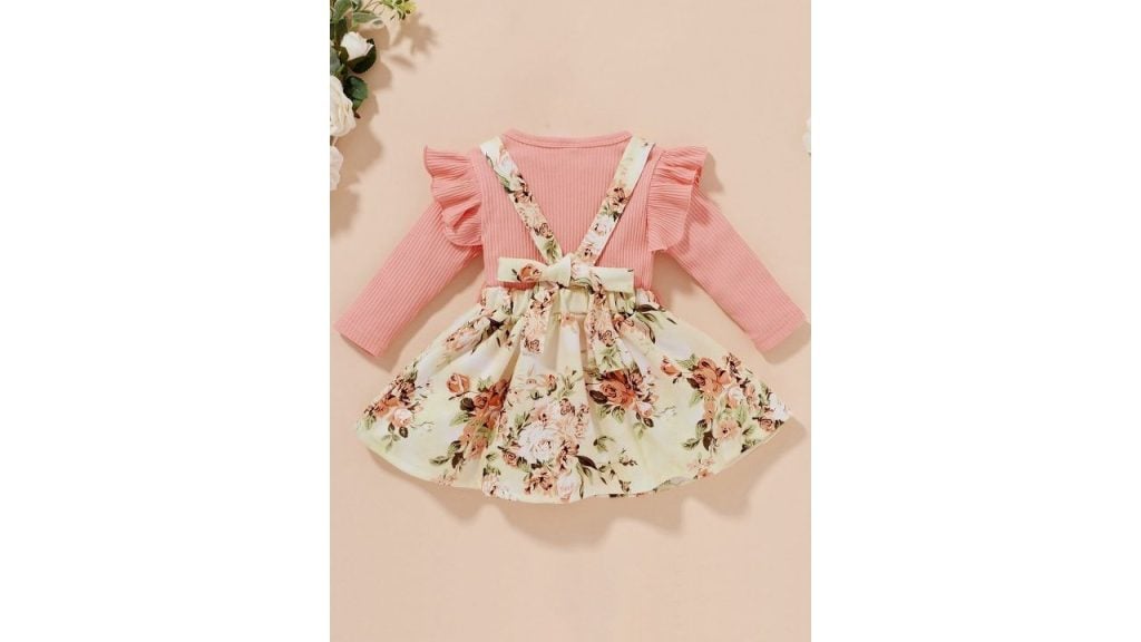 BAESD Girls Floral Printed Dungaree With Top