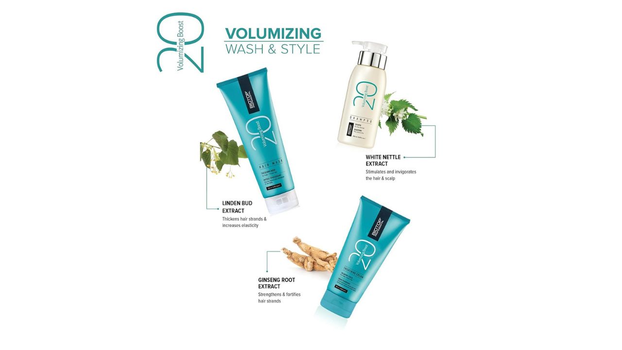BIOTOP PROFESSIONAL3Pcs 20 Volumizing Booster Shampoo & Hair Mask with Cream - 250ml Each
