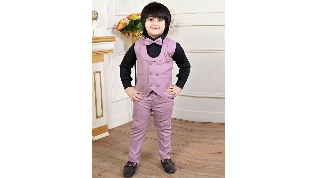BT DEZINES Boys Double-Breasted Three-Piece Suit