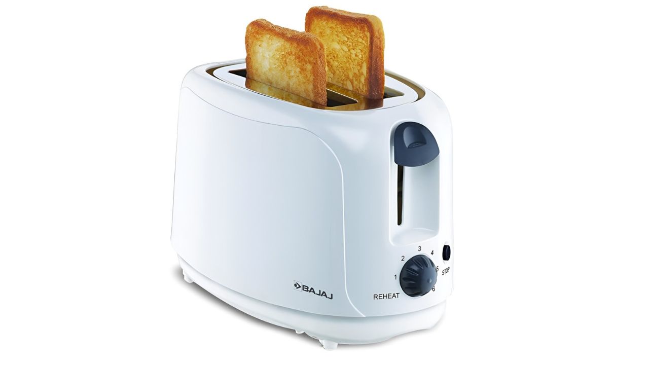 BajajWhite Auto-Pop Metallic 2 Slices Toaster