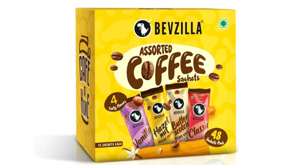 Bevzilla Instant Coffee Powder - 48 Sachets Box with Assorted Flavours