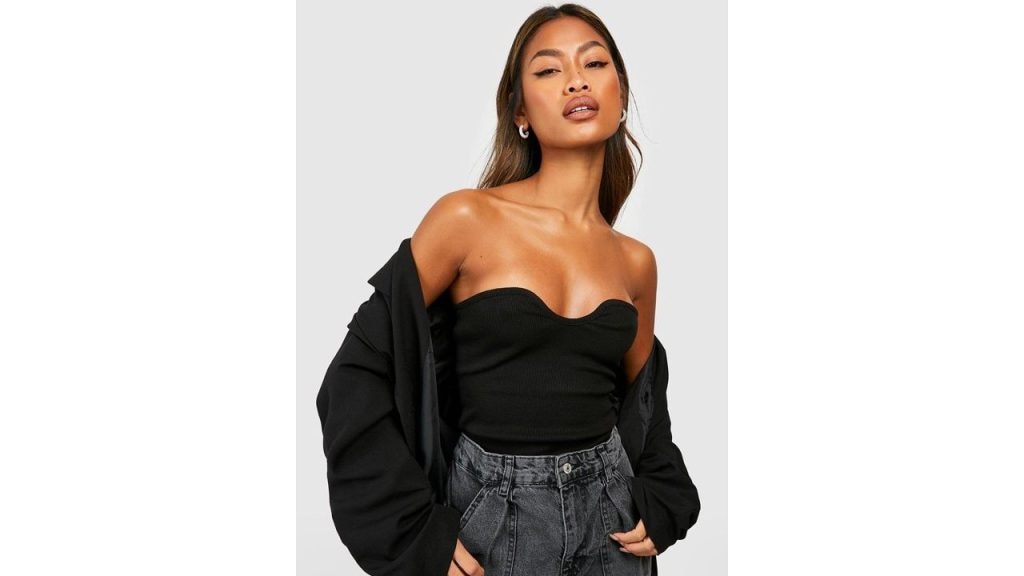 Boohoo Ribbed Bandeau Top