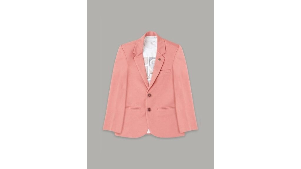 CAVIO Boys Pure Cotton Notched Lapel Collar Single Breasted Blazer With T-Shirt