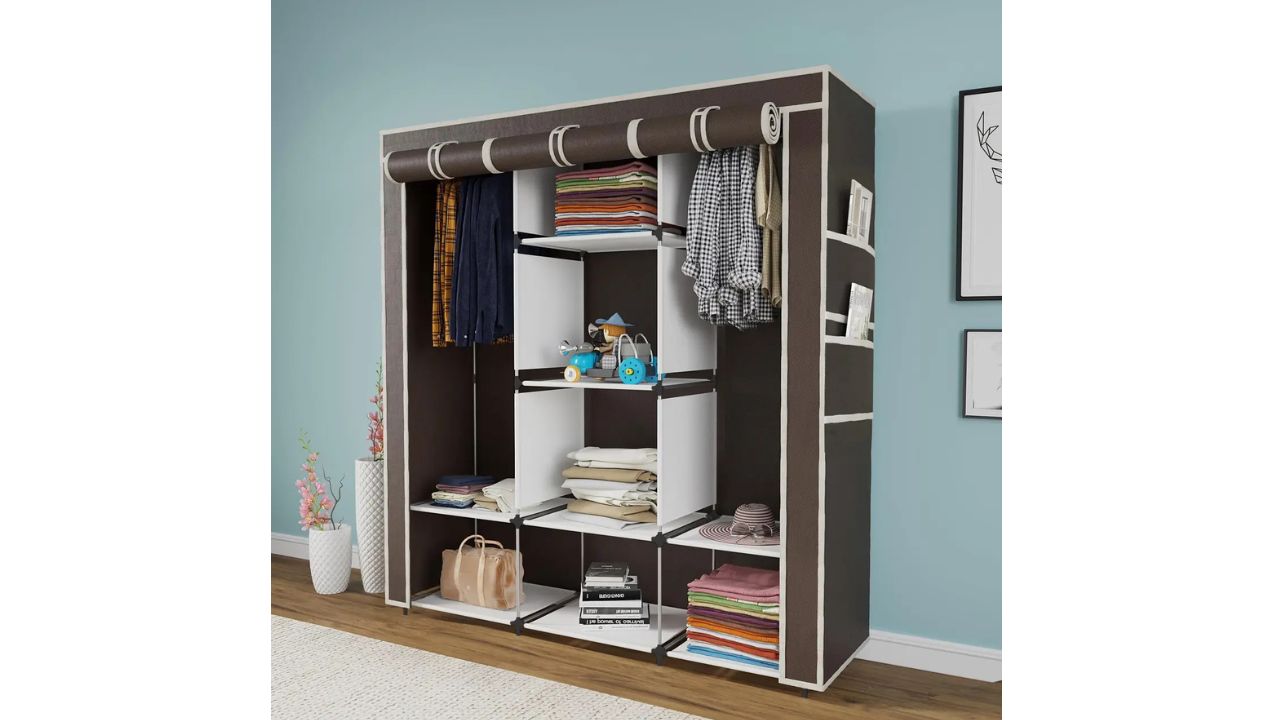 CONTINENTAL 6+2 Shelves 3 Door Carbon Steel Collapsible Wardrobe