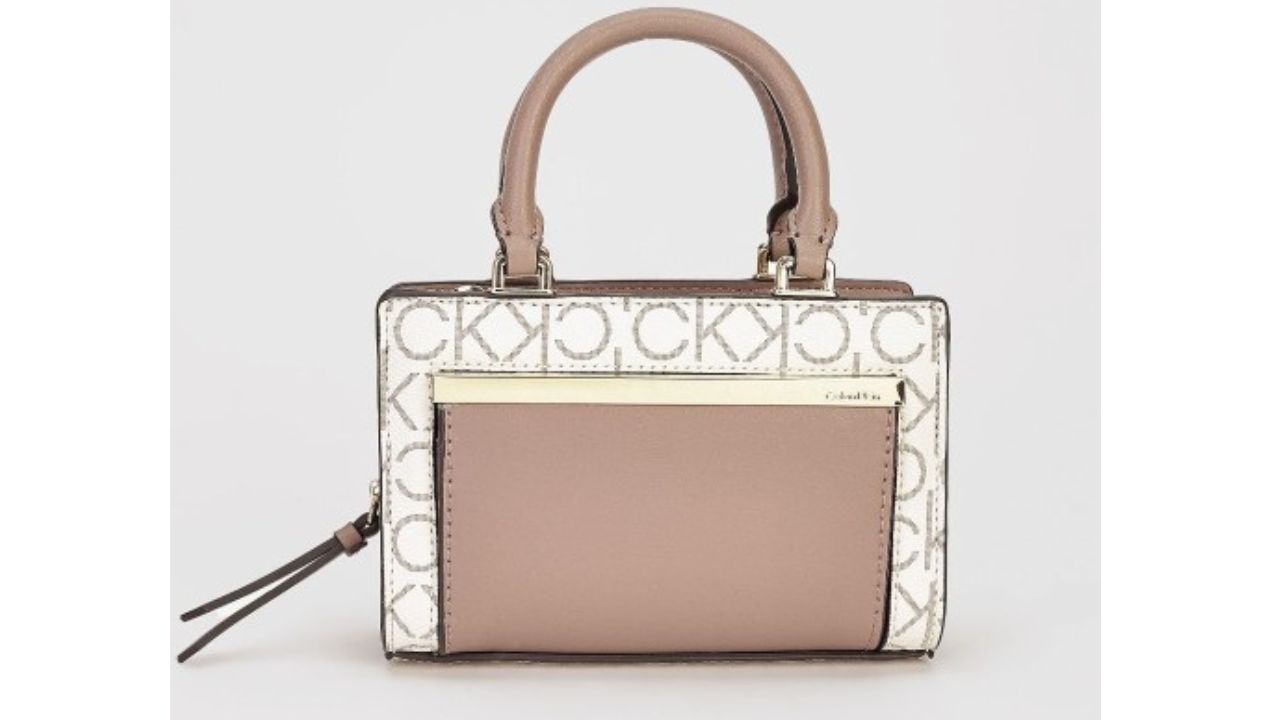 Calvin Klein Women Brand Logo Printed Structured Leather Sling Bag