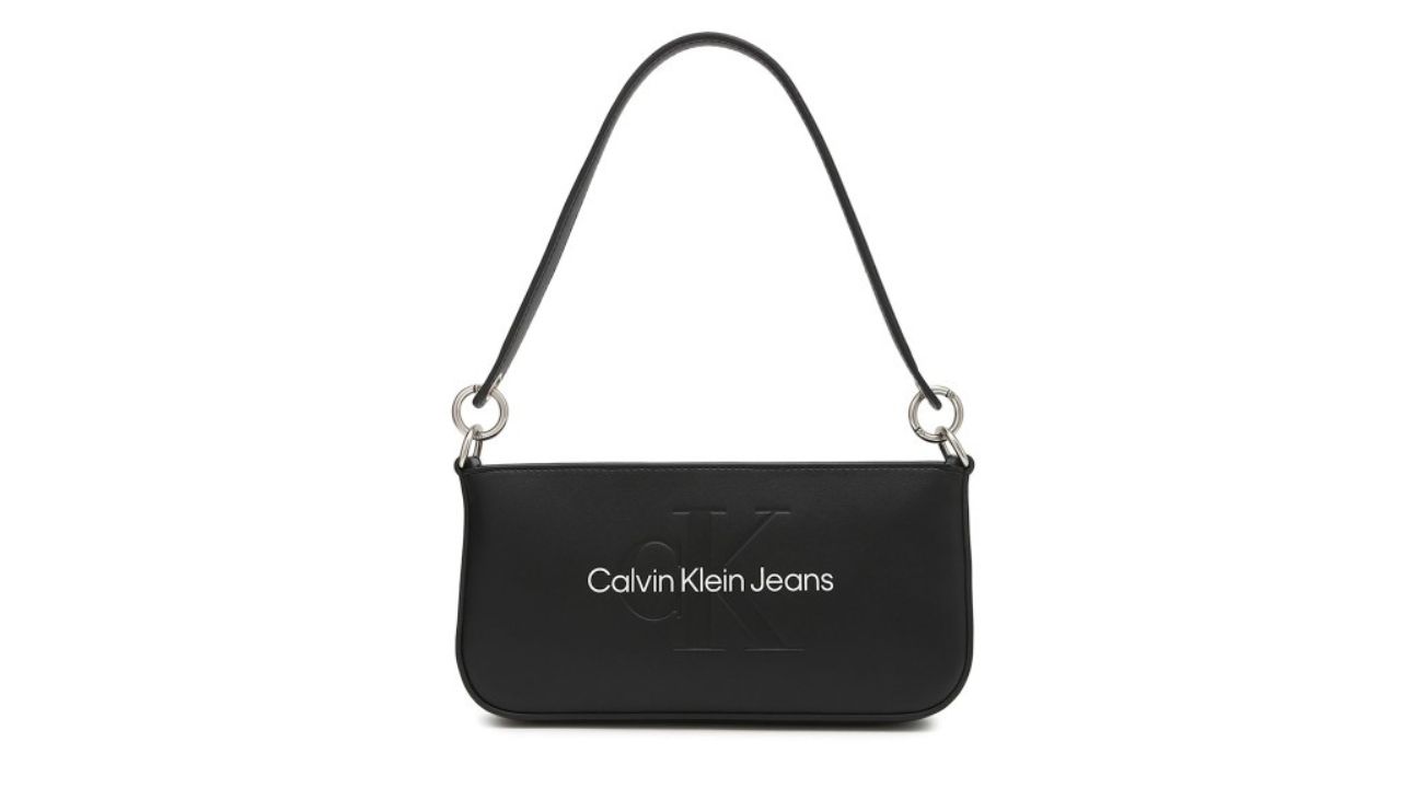 Calvin Klein Women POUCH25 Typography Printed Structured Shoulder Bag