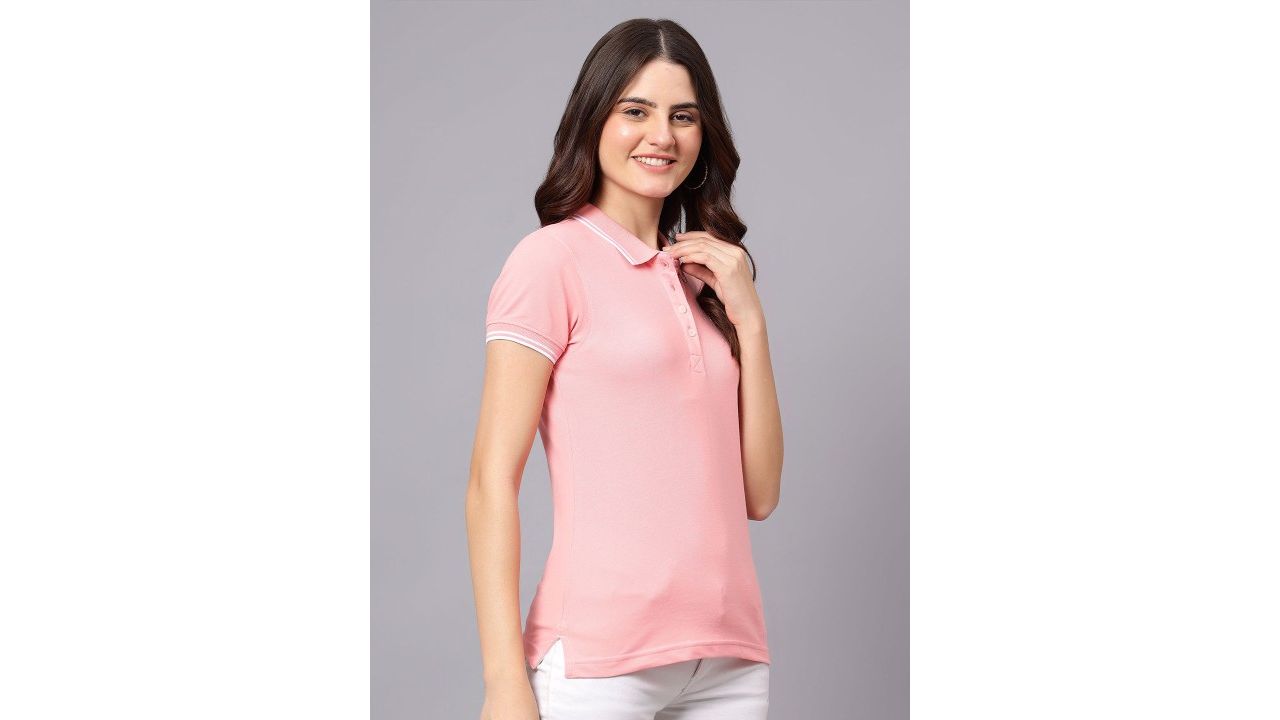 Cantabil Women Polo Collar Pockets T-shirt