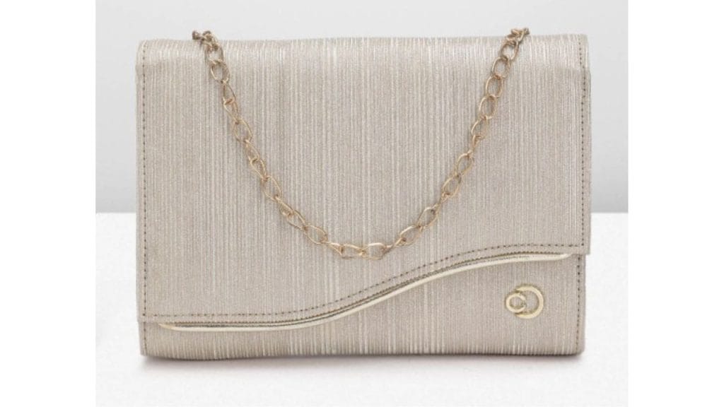 Caprese Shimmer Textured Envelope Clutch (Champagne)
