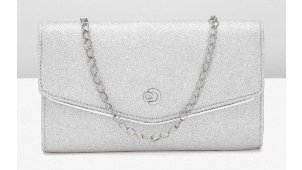 Caprese Shimmer Textured Envelope Clutch (Silver-Toned)