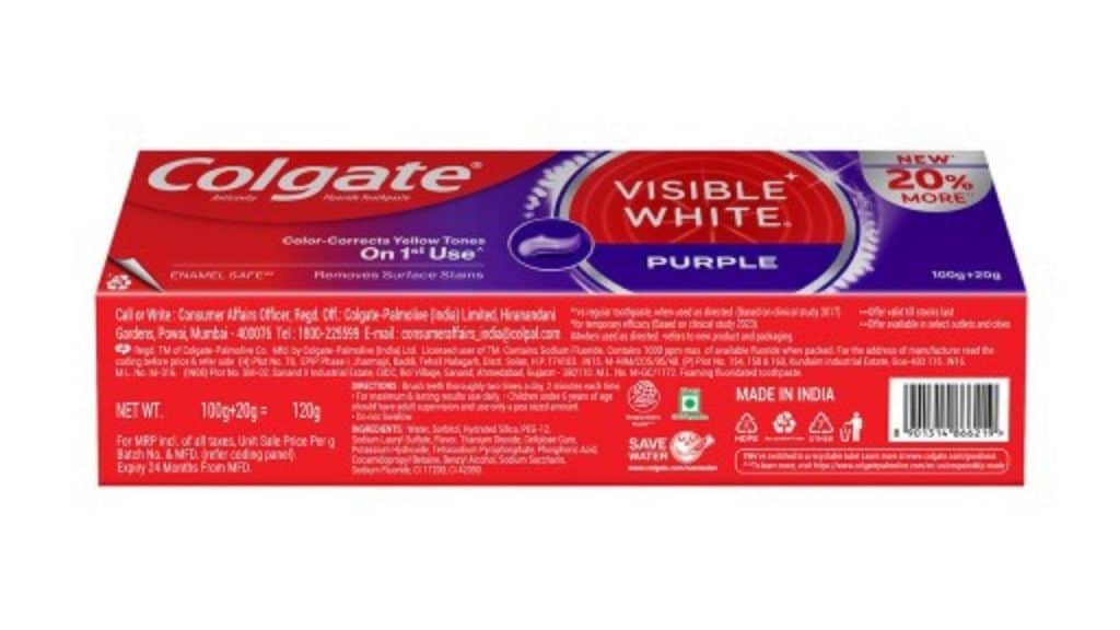 Colgate Visible White Purple Toothpaste