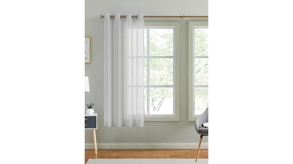 Cortina White Self Design Sheer Window Curtain