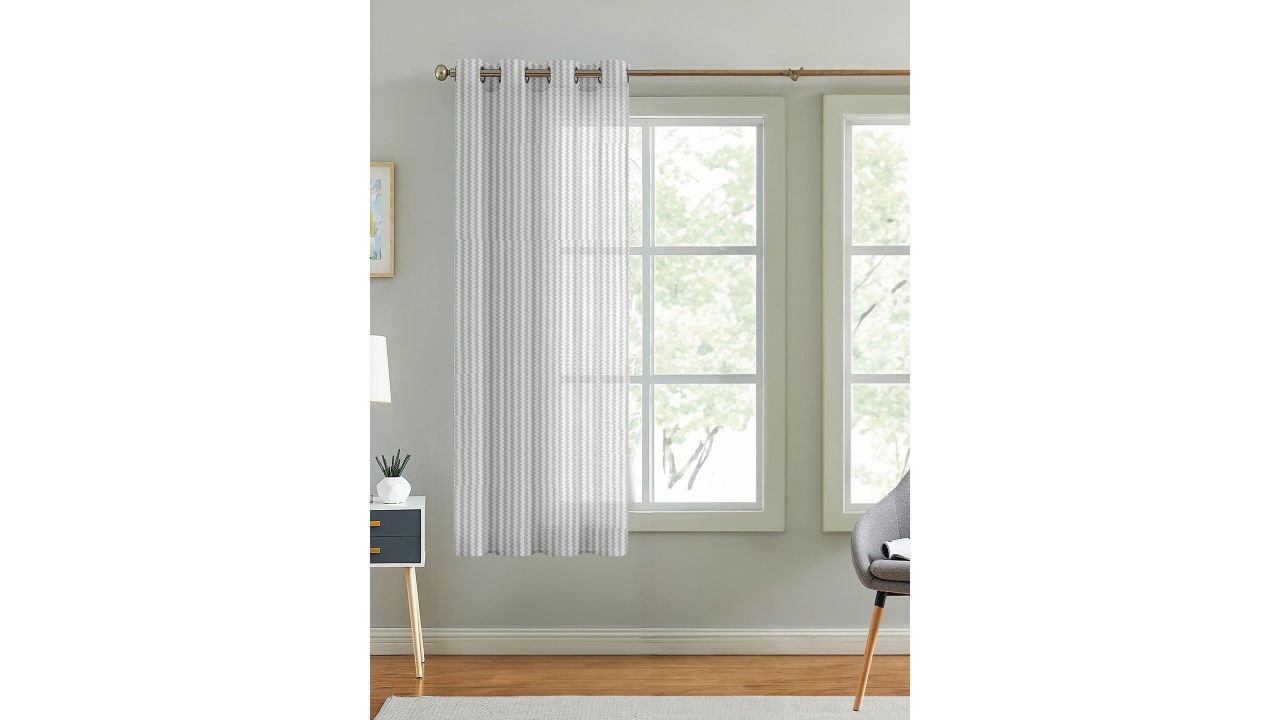 Cortina White Self Design Sheer Window Curtain