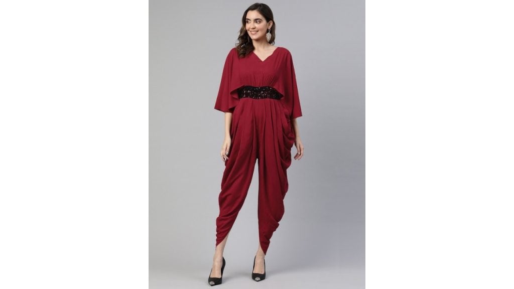 Cottinfab Basic Flared Sleeves Jumpsuit With Embellished Detail