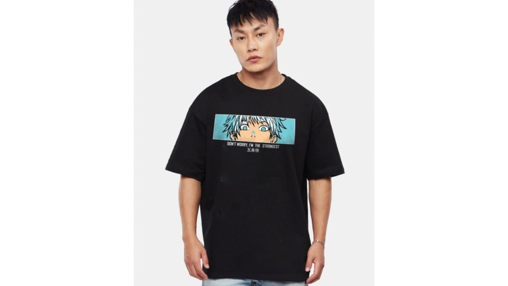 CrazymonkJujutsu Kaisen Gojo Satoru Anime Printed Cotton Oversized T-shirt