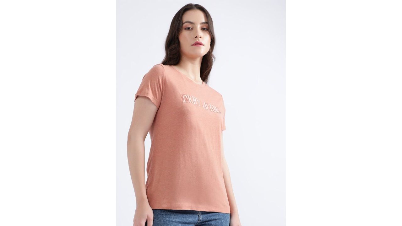 DKNY Embroidered Cotton Round Neck T-shirt