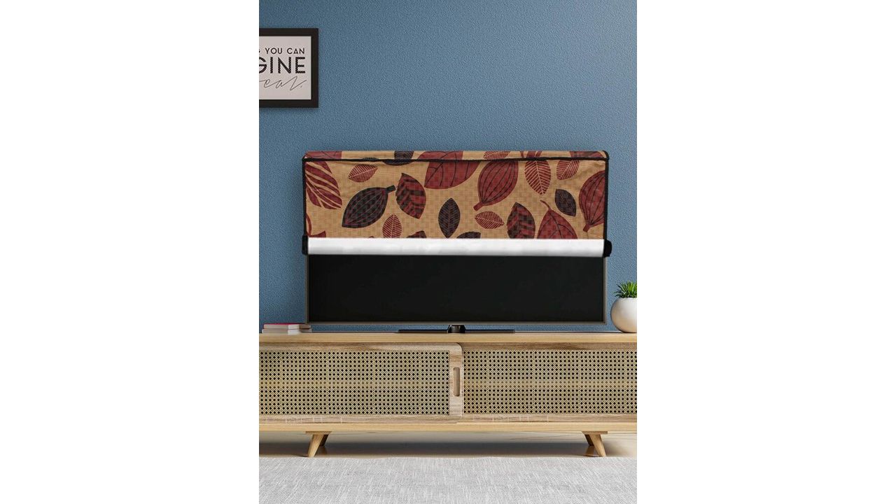 DREAM CARE Beige & Red Transparent & Printed Flap 55 Inch Waterproof LED TV Protector