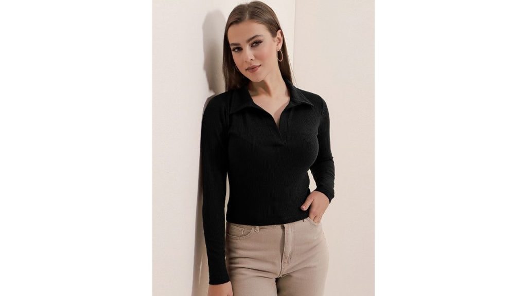 Dream Beauty Fashion Solid Shirt Collar Polyester Top