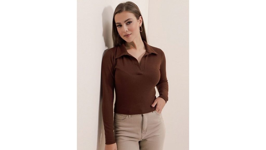 Dream Beauty Fashion Women Solid Shirt Collar Polyester Top