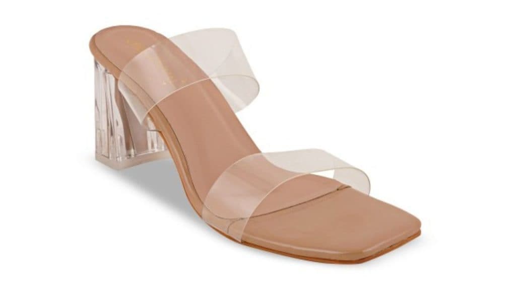 DressBerry Beige Open-Toe Block Heels