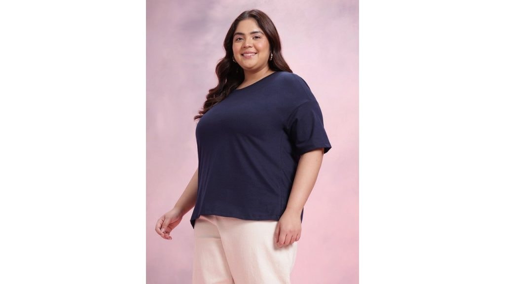 DressBerry Curve Plus Size Drop-Shoulder Sleeves Pure Cotton T-shirt