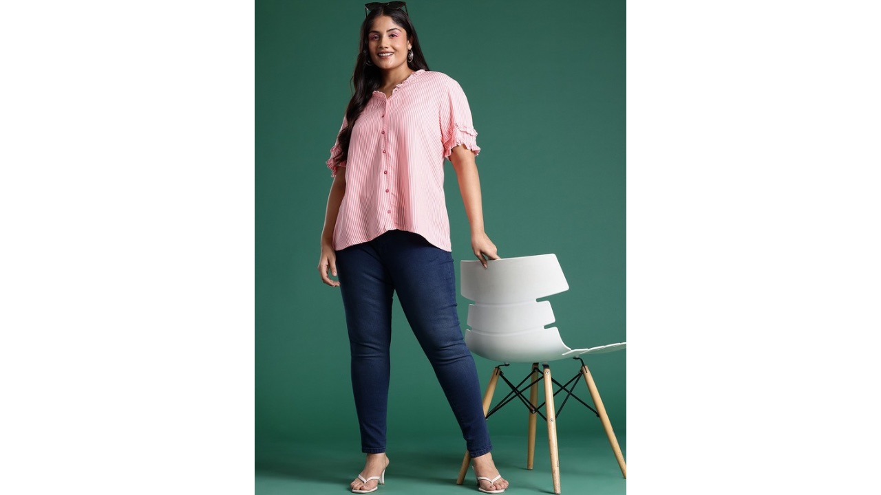 DressBerry Curve Plus Size Striped Ruffles Top