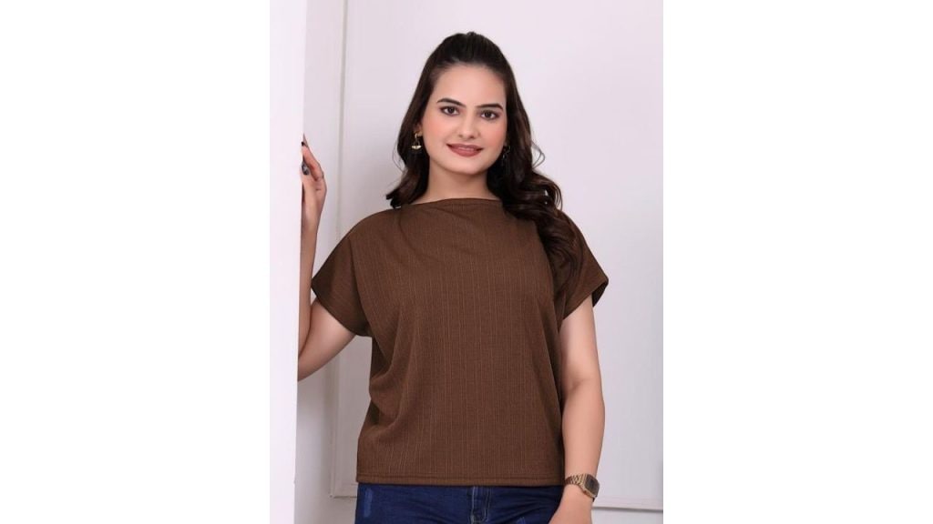 DressBerry Women Self Design Cap Sleeves Boxy Top
