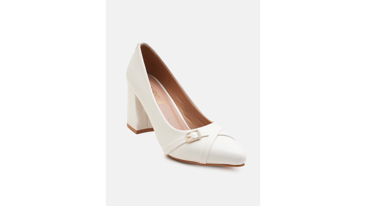 DressBerryWomen Embellished Party Block Pumps with Buckle