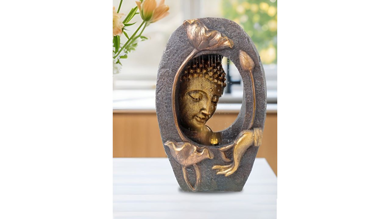 Ekhasa Brown Buddha Water Fountains With LED Light