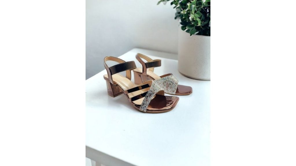 FABBMATE Girls Embellished Block Heeled Slip On Party Sandals