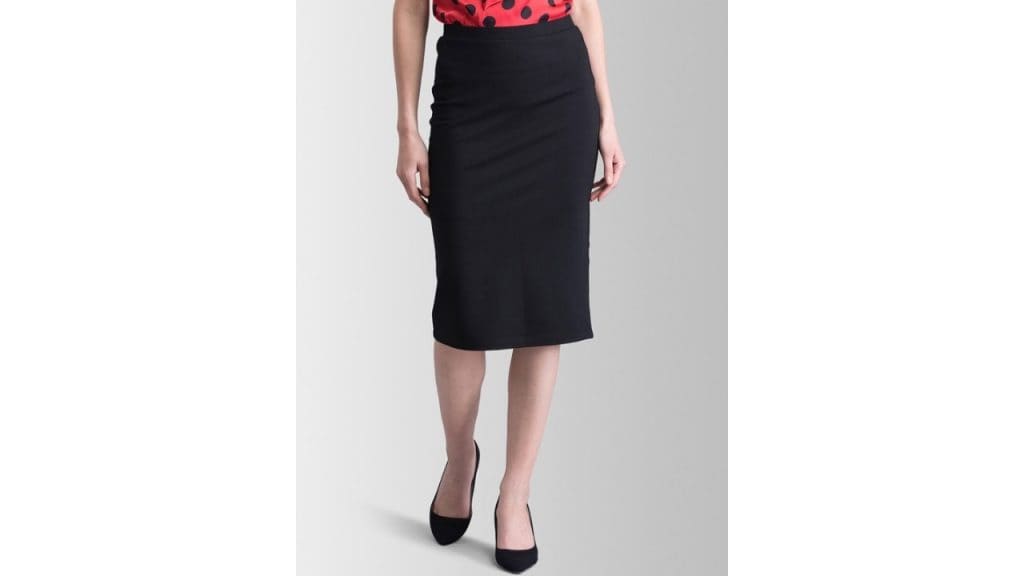 FableStreet Black Knitted Pencil Skirt