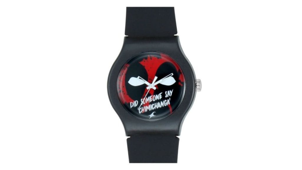 Fastrack Unisex Black & Red Dial & Straps Deadpool Print Analogue Watch 9915PP75