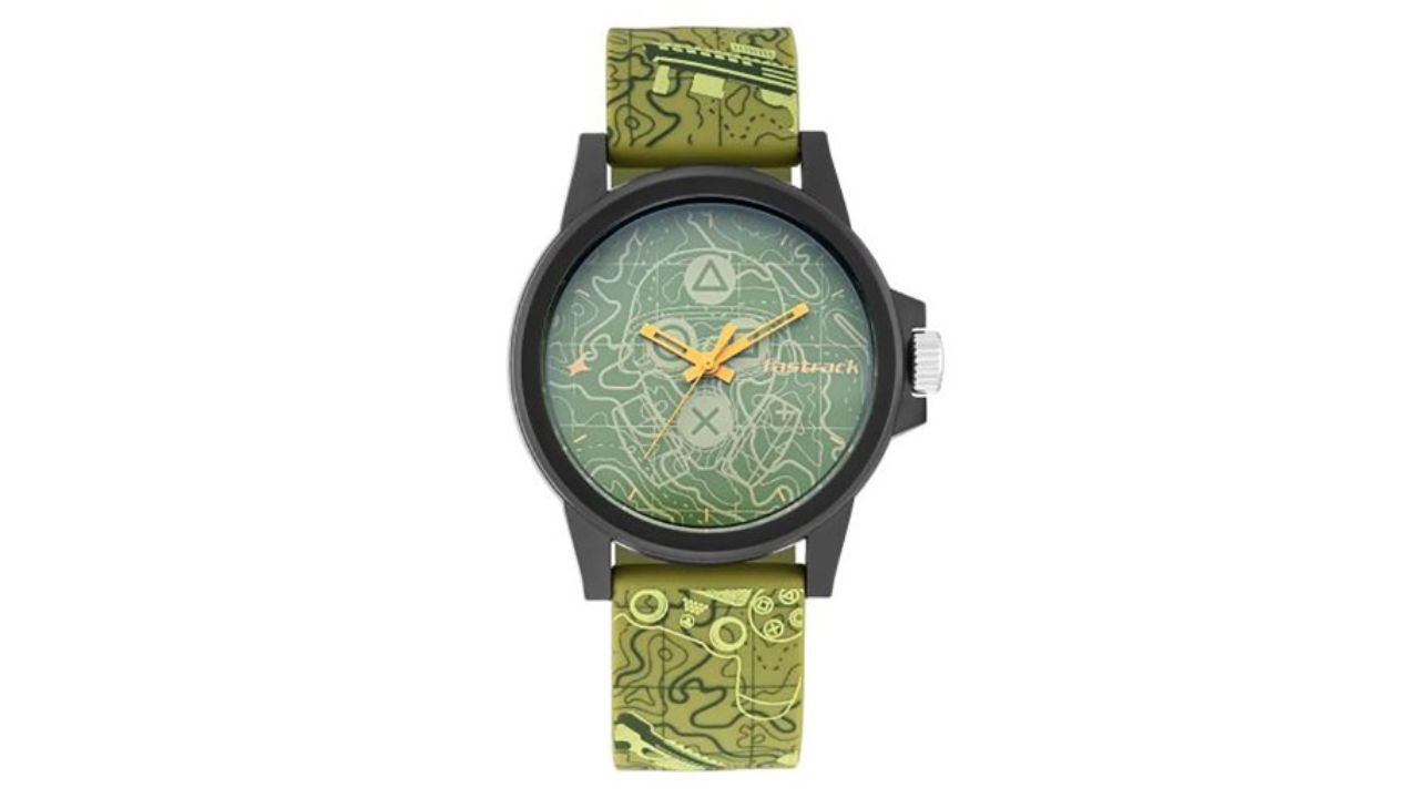 Fastrack Unisex Green Printed Dial & Green Straps TEES -GAMES Analogue Watch 68012PP04