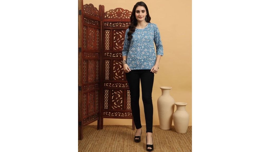 Floral Printed Cotton Short Kurti
