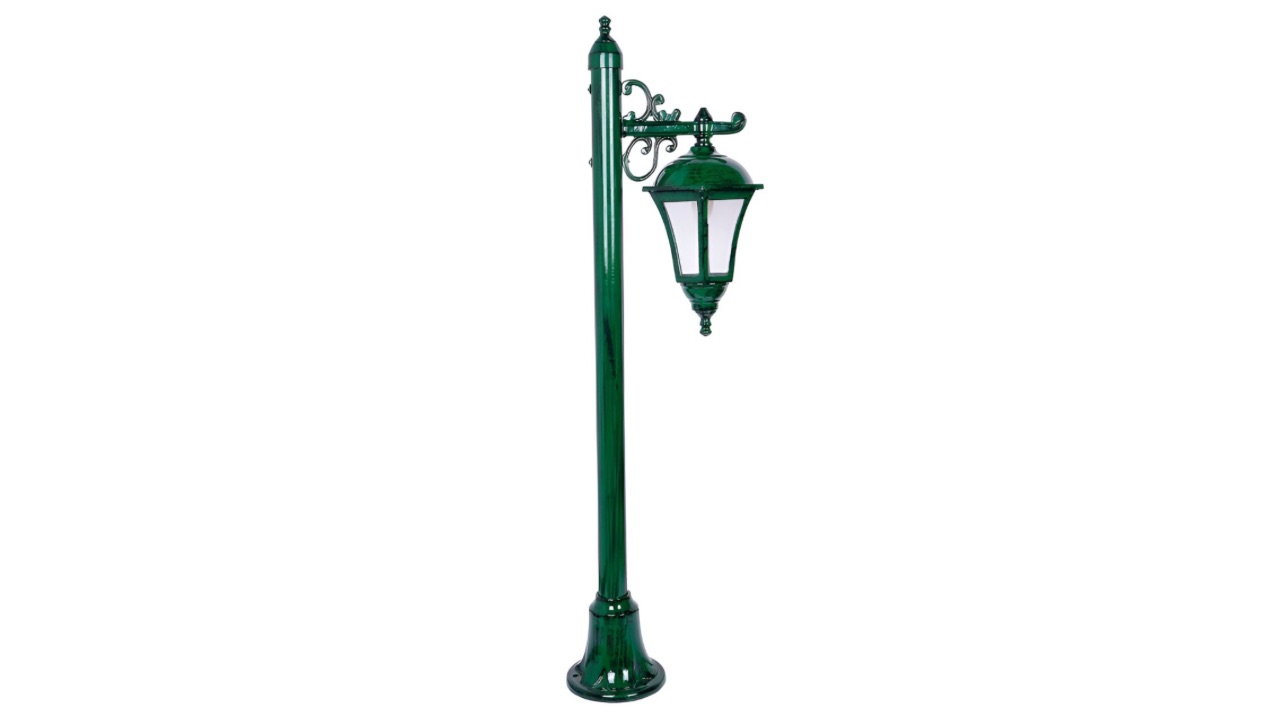 Fos Lighting Green Ornate Bollard & Downward Lamp