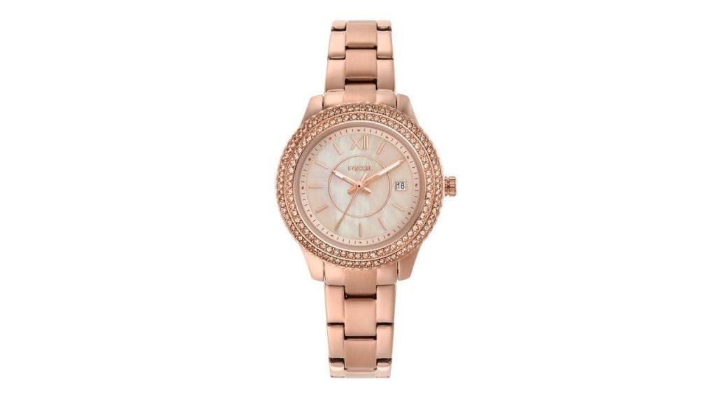 Fossil Stella Women Rose Gold-Toned Embellished Bracelet Style Analogue Watch