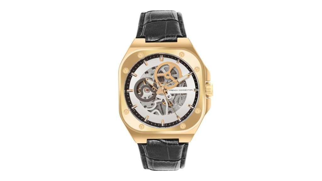 French Connection Men Skeleton Bracelet Style Straps Analogue Motion Powered Watch FCA14BL