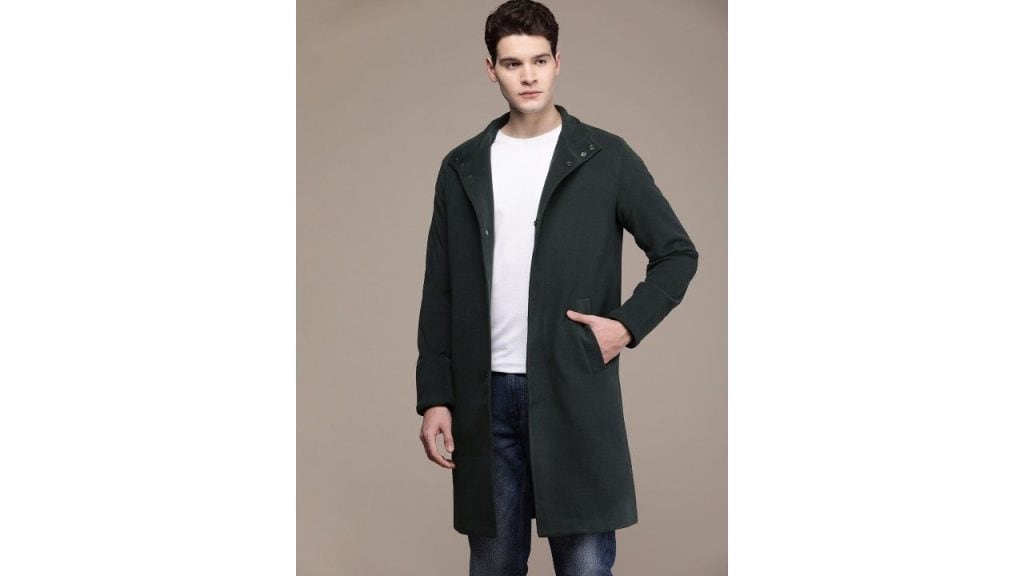 French Connection Solid Hooded Longline Trenchcoat