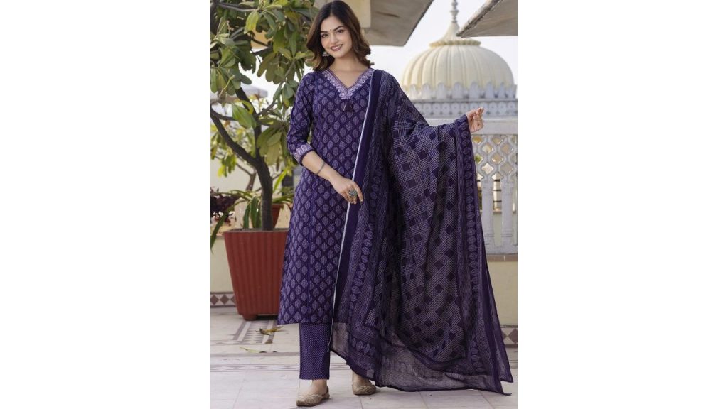 Fresh Florals: Anouk V-Neck Printed Kurta Set